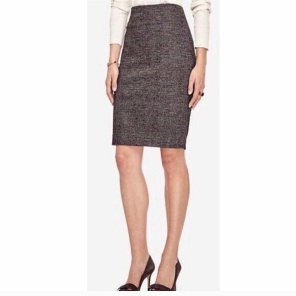 BANANA REPUBLIC Brown Textured Tweed Wool Pencil Skirt - Picture 1 of 11